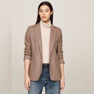 Tommy Hilfiger Brown Houndstooth Blazer